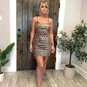 T.C. Elli's Fresh Eclectic Collection Leopard Mini Dress Sz Small
